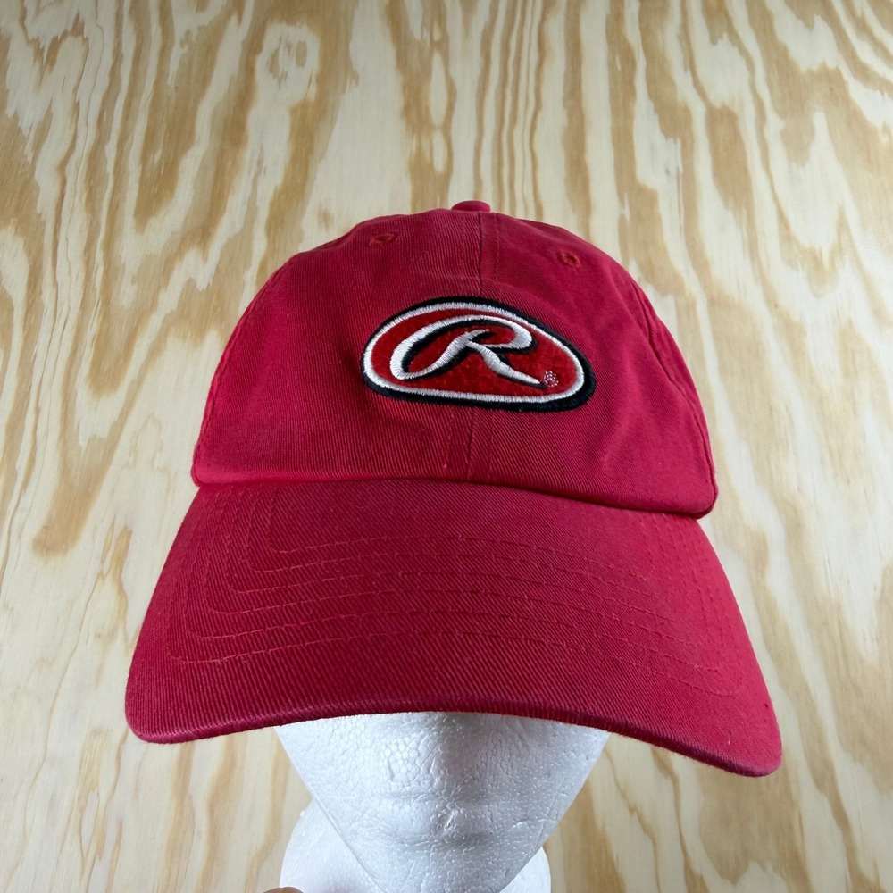 Rawlings Baseball Cap Red Cotton Adjustable Strap Hat Embroidered Logo Est 1887